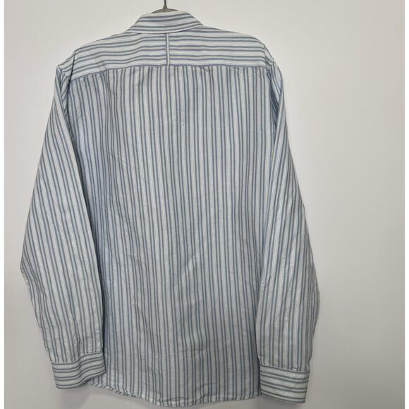 Banana Republic Classic XXL Tall Linen Cotton Shirt Blue White Stripe Long Sleev - Picture 9 of 13